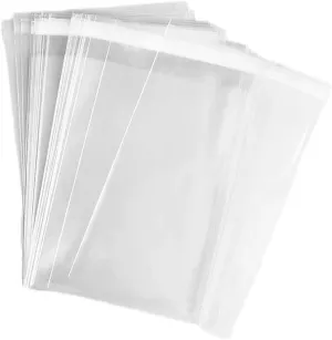 100 pcs Clear 8" x 10"(19.8 * 25cm) Self Seal Cello Cellophane Bags Resealable Poly Bags 1.4 mils OPP Bag for Packaging Clothing, T Shirts, Party Decorative Gift