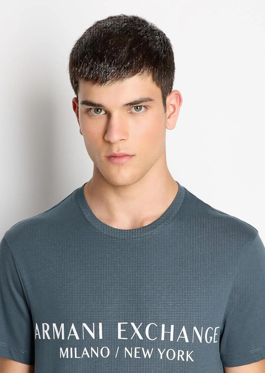 A | X ARMANI EXCHANGE Men's Short Sleeve Milan New York Logo Crew Neck T-Shirt