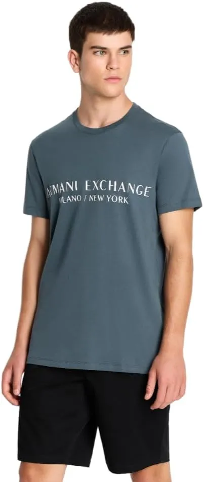 A | X ARMANI EXCHANGE Men's Short Sleeve Milan New York Logo Crew Neck T-Shirt