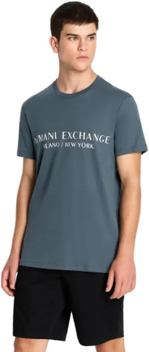 A | X ARMANI EXCHANGE Men's Short Sleeve Milan New York Logo Crew Neck T-Shirt
