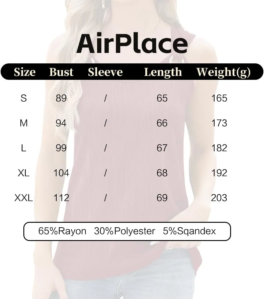 AirPlace Summer Tank Tops for Women V Neck Fashion Sleeveless Loose Fit Casual Spaghetti Strap Basic Soild Shirts Camisole