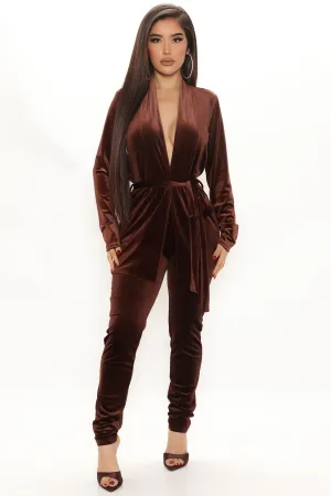 Akira Velvet Legging Set - Brown