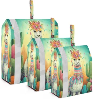 Alpaca Cactus Flower Packing Cubes for Travel 3 Set Packing Essentials Luggage Organizer Bags for Luggage