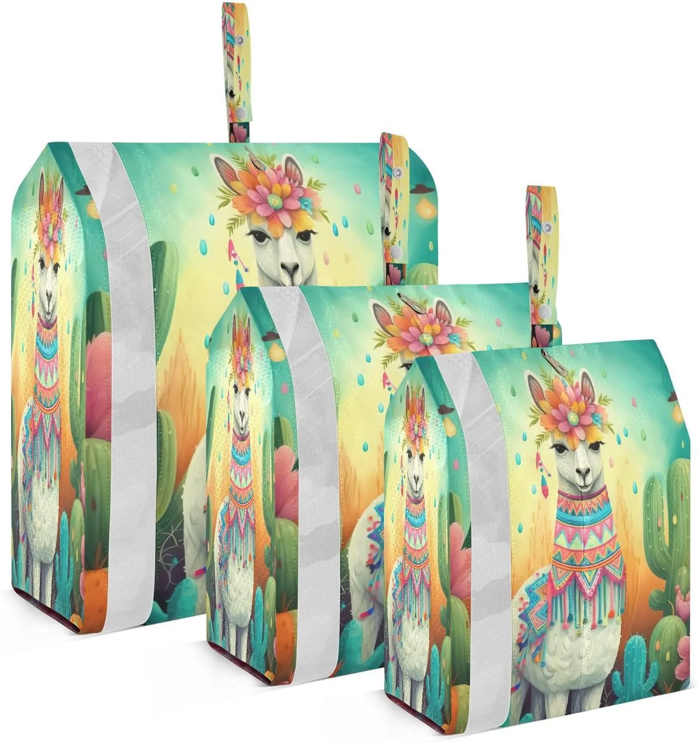 Alpaca Cactus Flower Packing Cubes for Travel 3 Set Packing Essentials Luggage Organizer Bags for Luggage