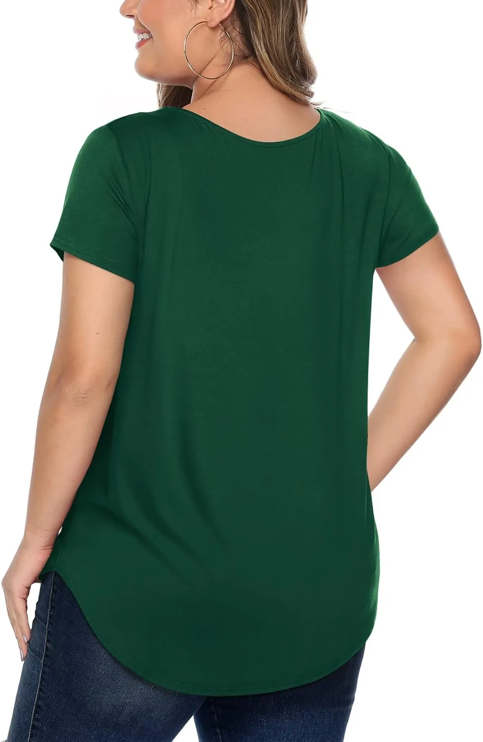 Amoretu Womens' Plus Size Tops with Short Sleeve Criss Cross Neck