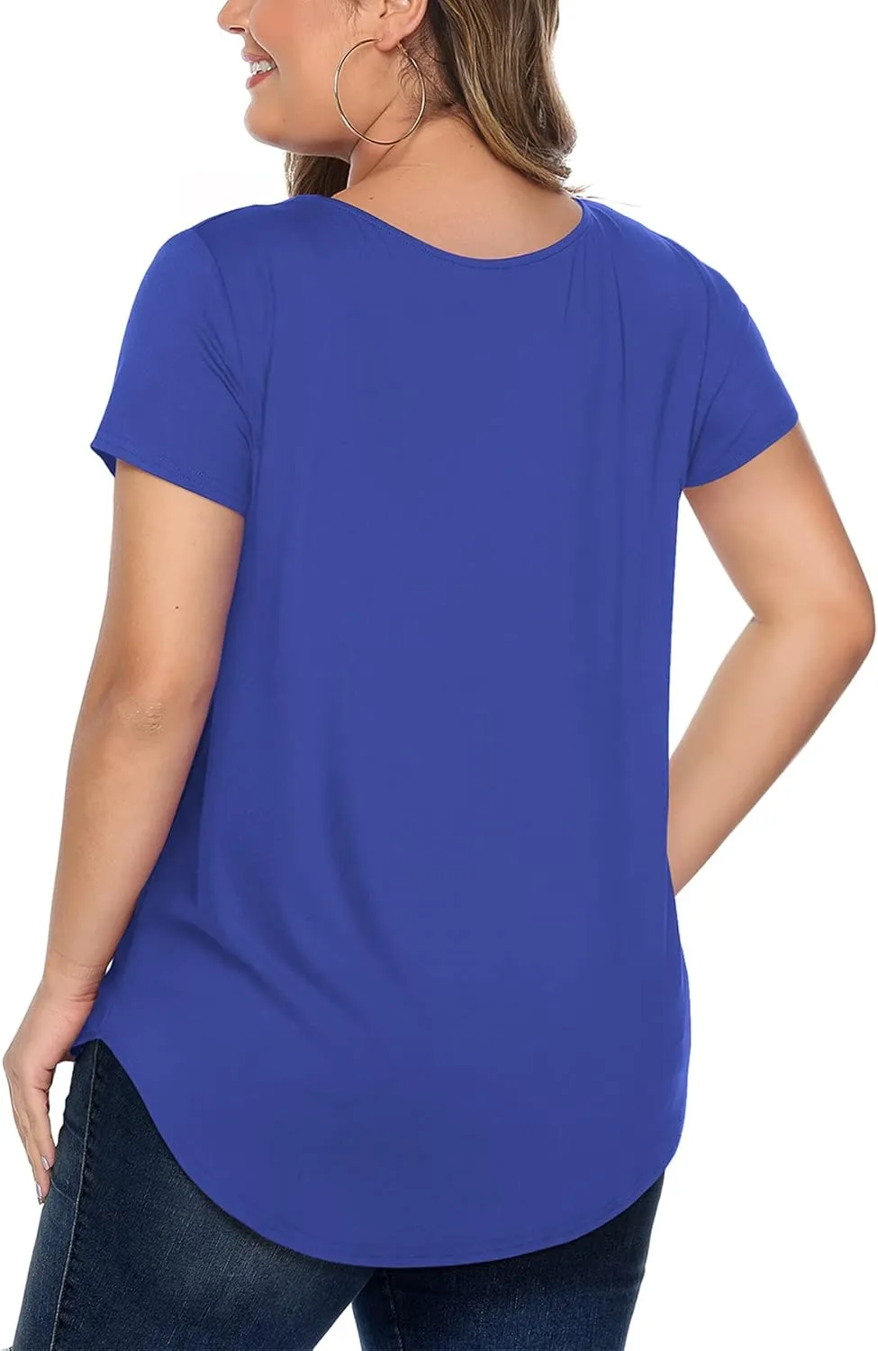 Amoretu Womens' Plus Size Tops with Short Sleeve Criss Cross Neck