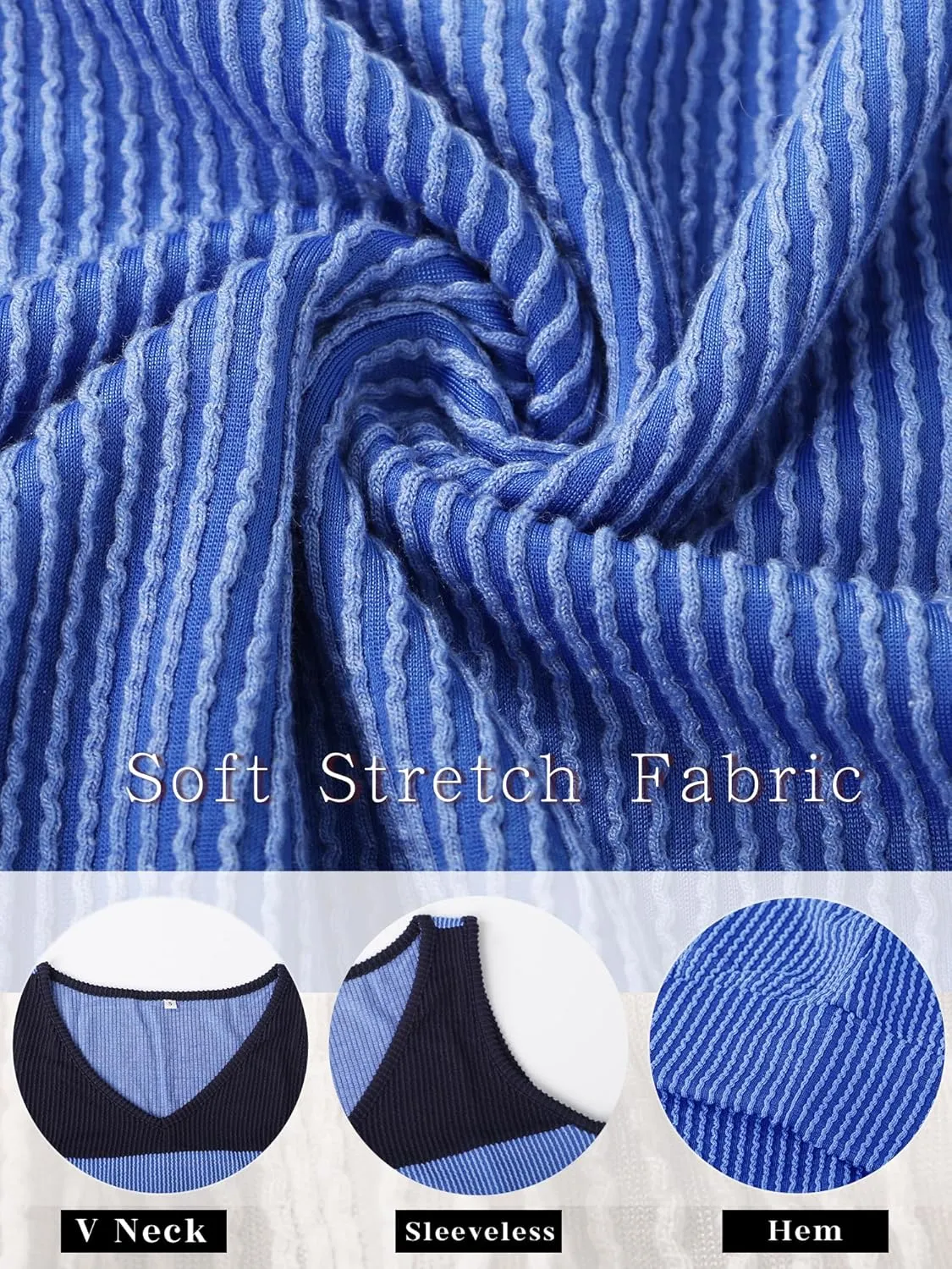 Anbech Women's Sleeveless Tshirts V Neck Summer Tank Tops Color Block Loose Cami Shirt