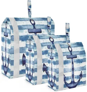 Anchor Blue Stripe Packing Cubes for Travel 3 Set Compression Cubes Luggage Organizers for Suitcase