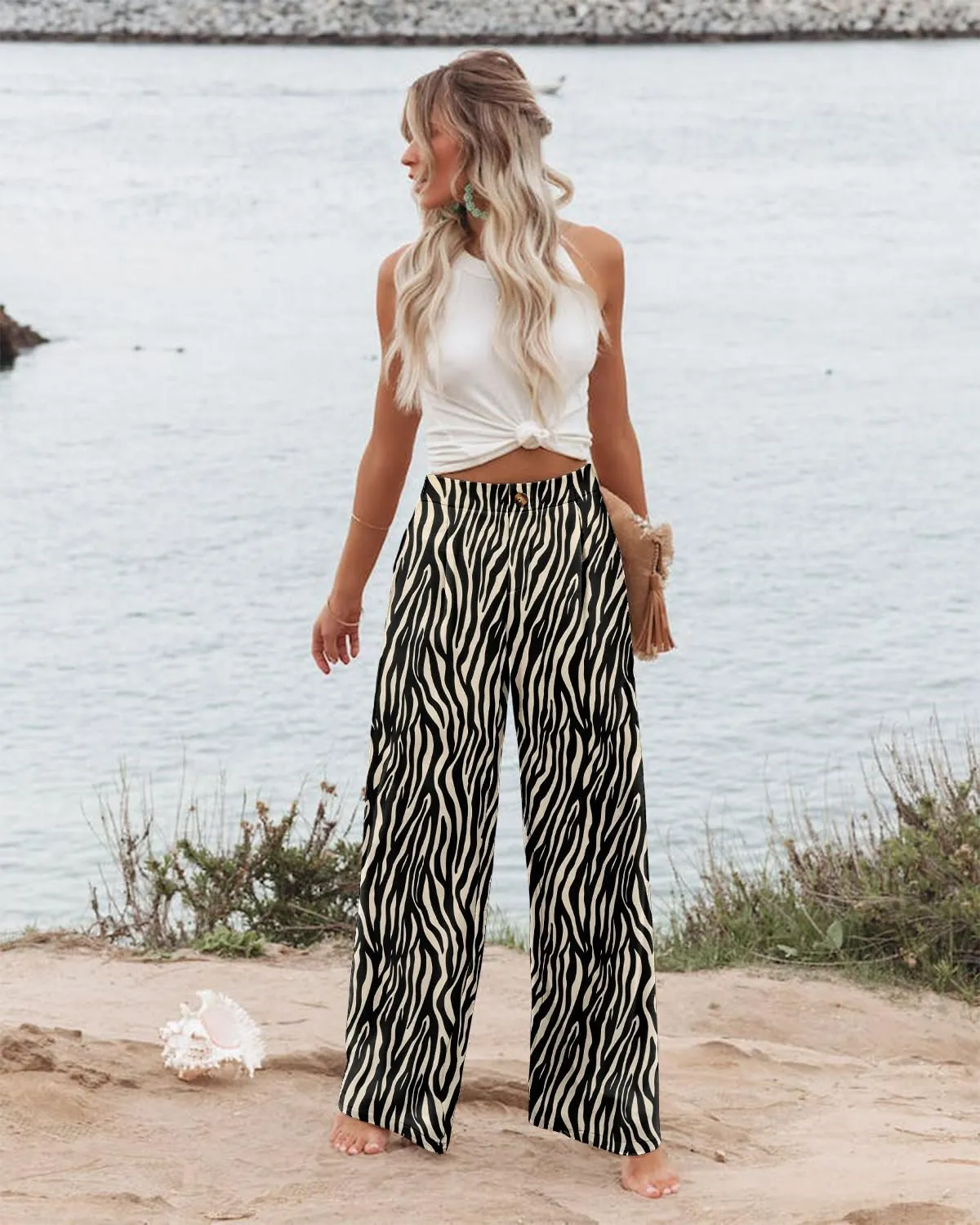Angerella Casual Pants for Women High Elastic Waisted in The Back Business Trousers Long Casual Work Pants S-3XL