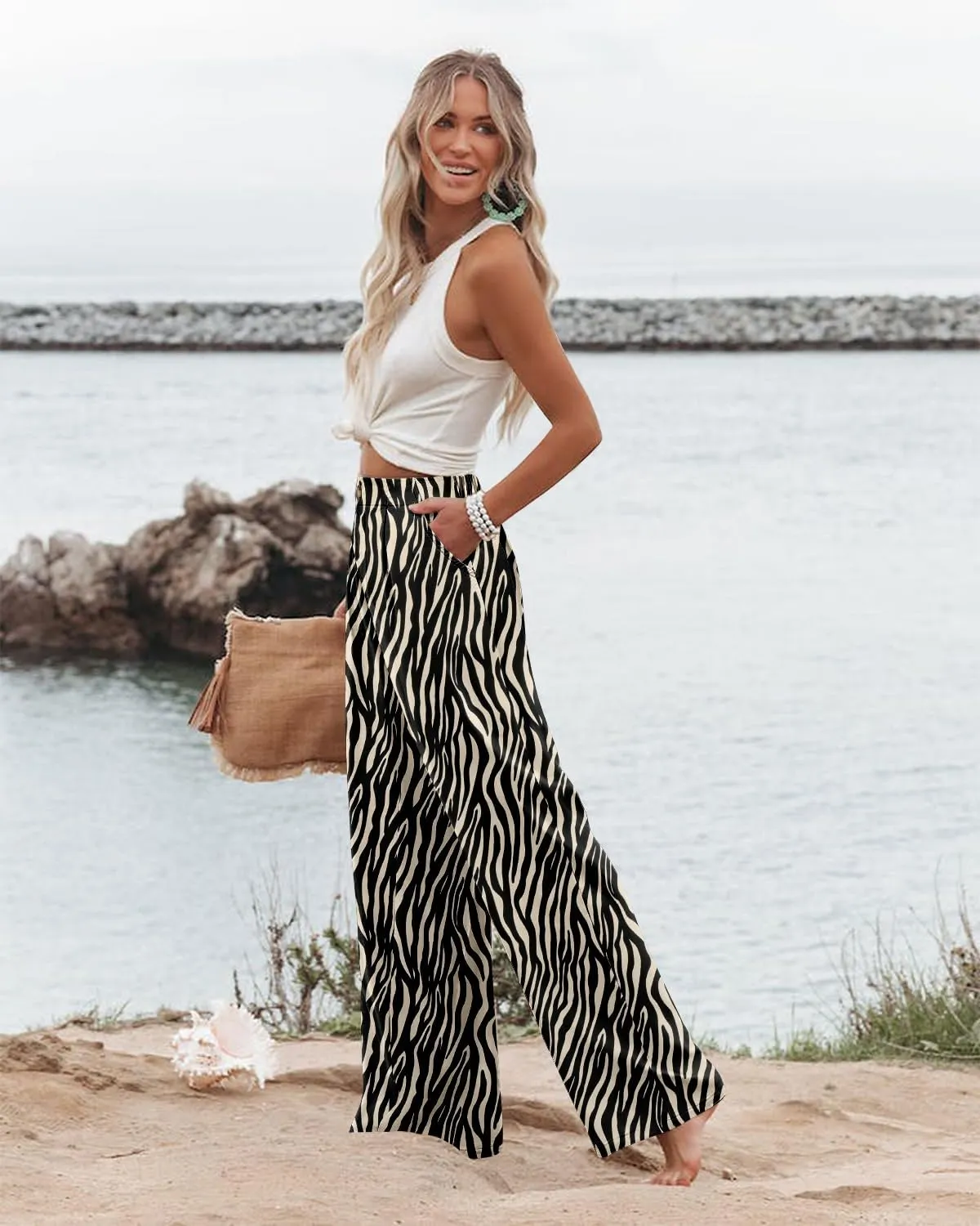 Angerella Casual Pants for Women High Elastic Waisted in The Back Business Trousers Long Casual Work Pants S-3XL