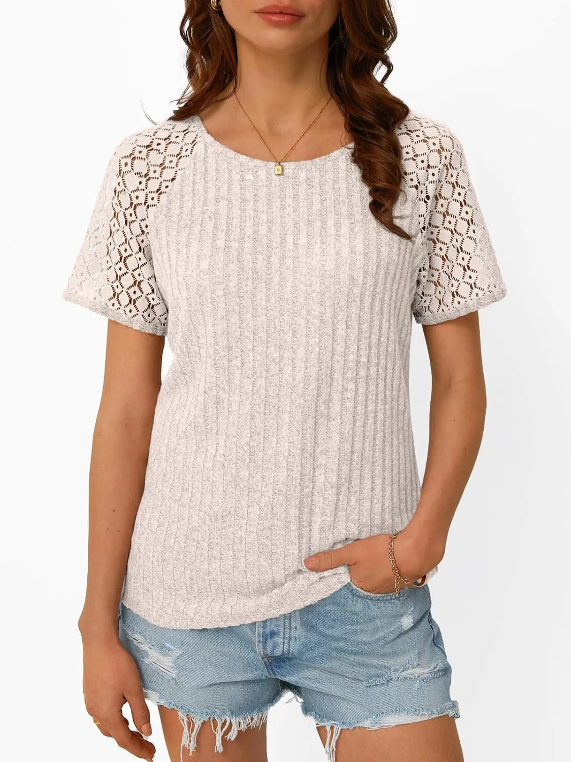 AUTOMET Womens Short Sleeve Sweater Crewneck Business Tops Dressy Casual Shirts Trendy Tunic Summer Clothes 2025