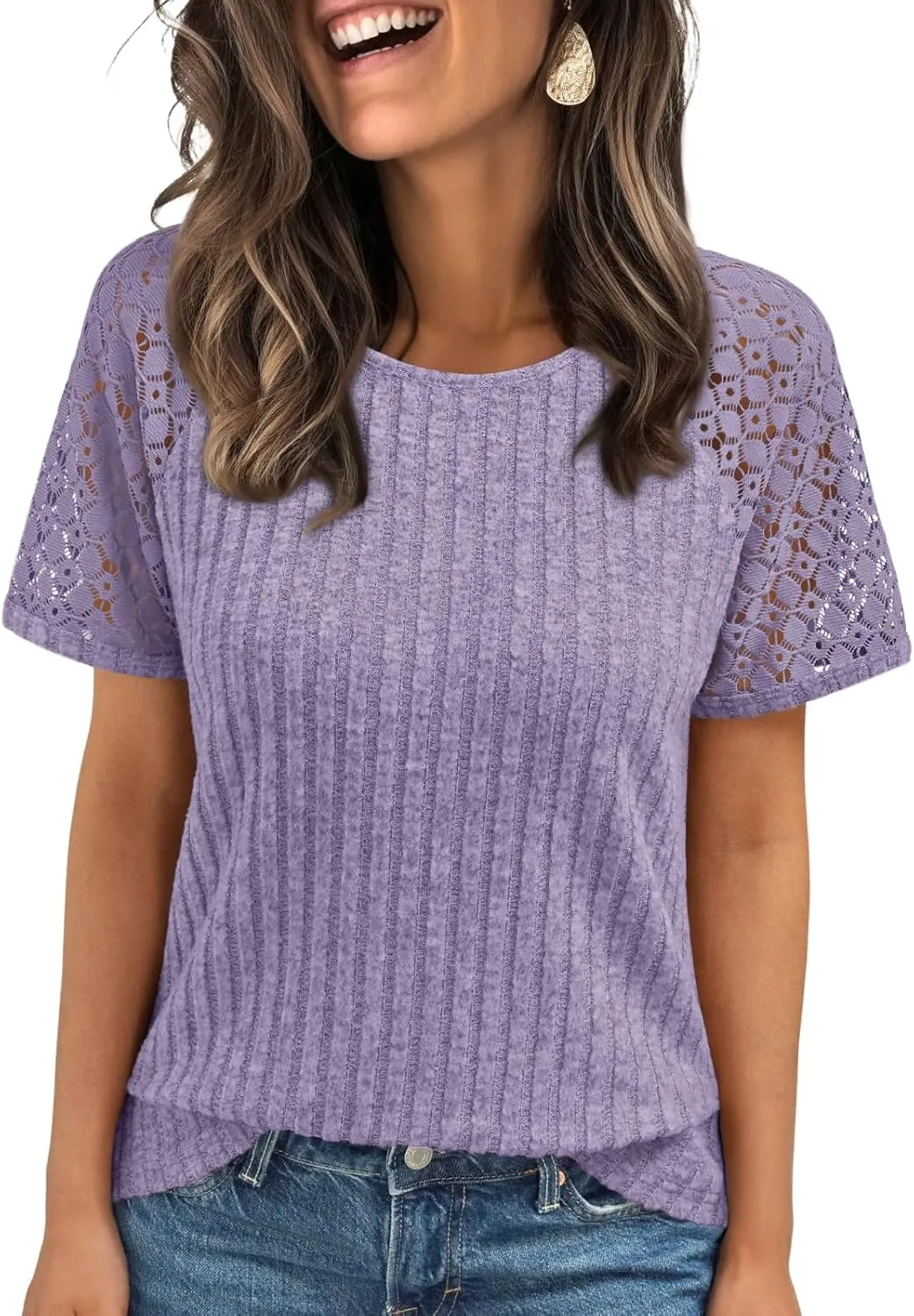 AUTOMET Womens Short Sleeve Sweater Crewneck Business Tops Dressy Casual Shirts Trendy Tunic Summer Clothes 2025