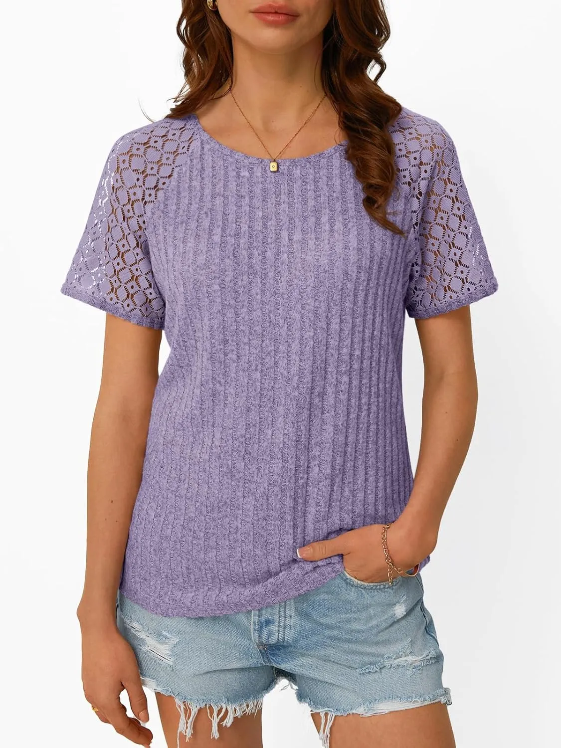 AUTOMET Womens Short Sleeve Sweater Crewneck Business Tops Dressy Casual Shirts Trendy Tunic Summer Clothes 2025