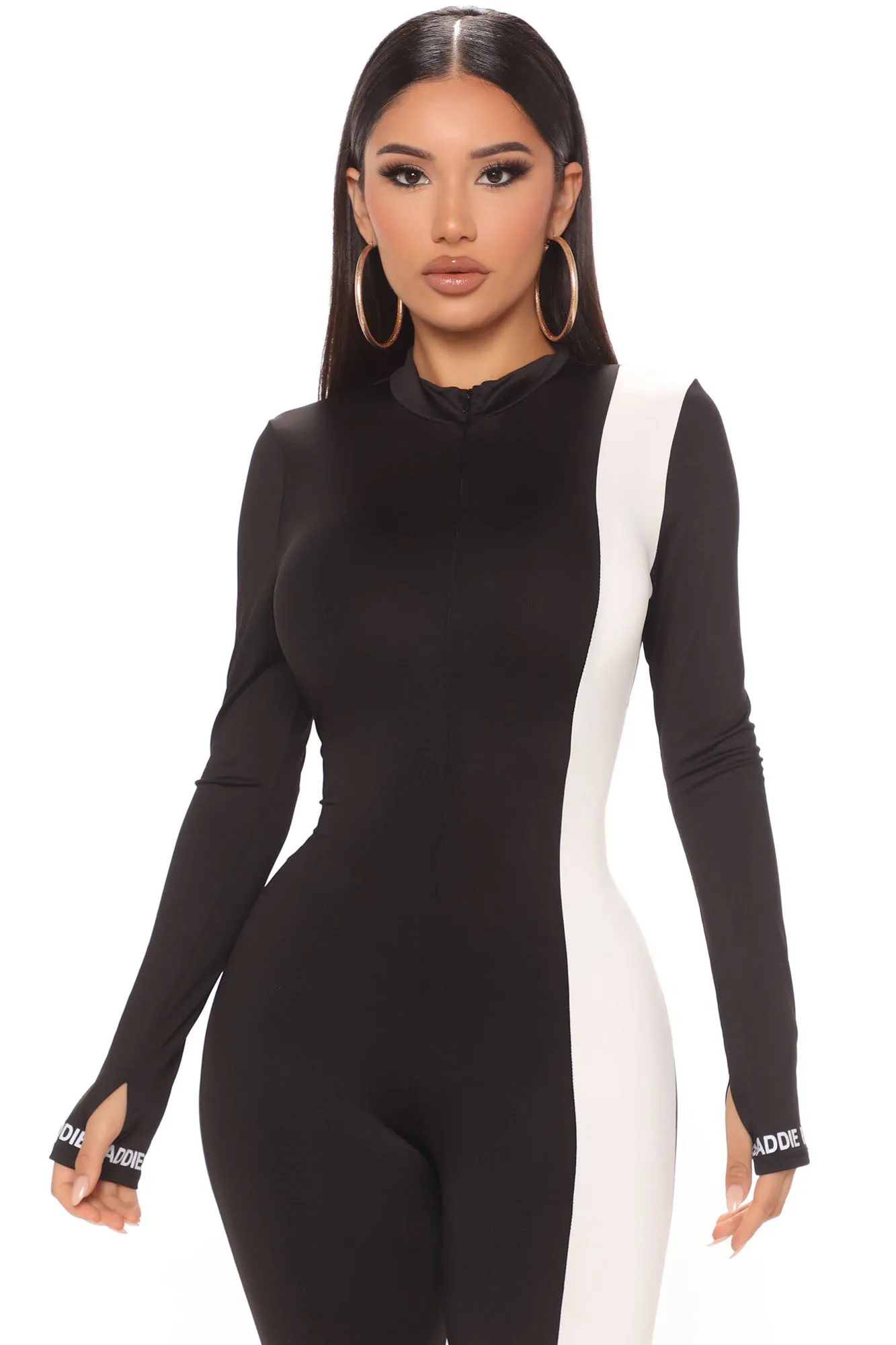 Baddie Behavior Jumpsuit - Black/White