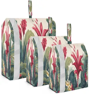 Banana Leaves Red Flowers Packing Cubes for Travel 3 Set Compressible Packing Cubes Suitcase Organizer Bags for Carry On Suitcases