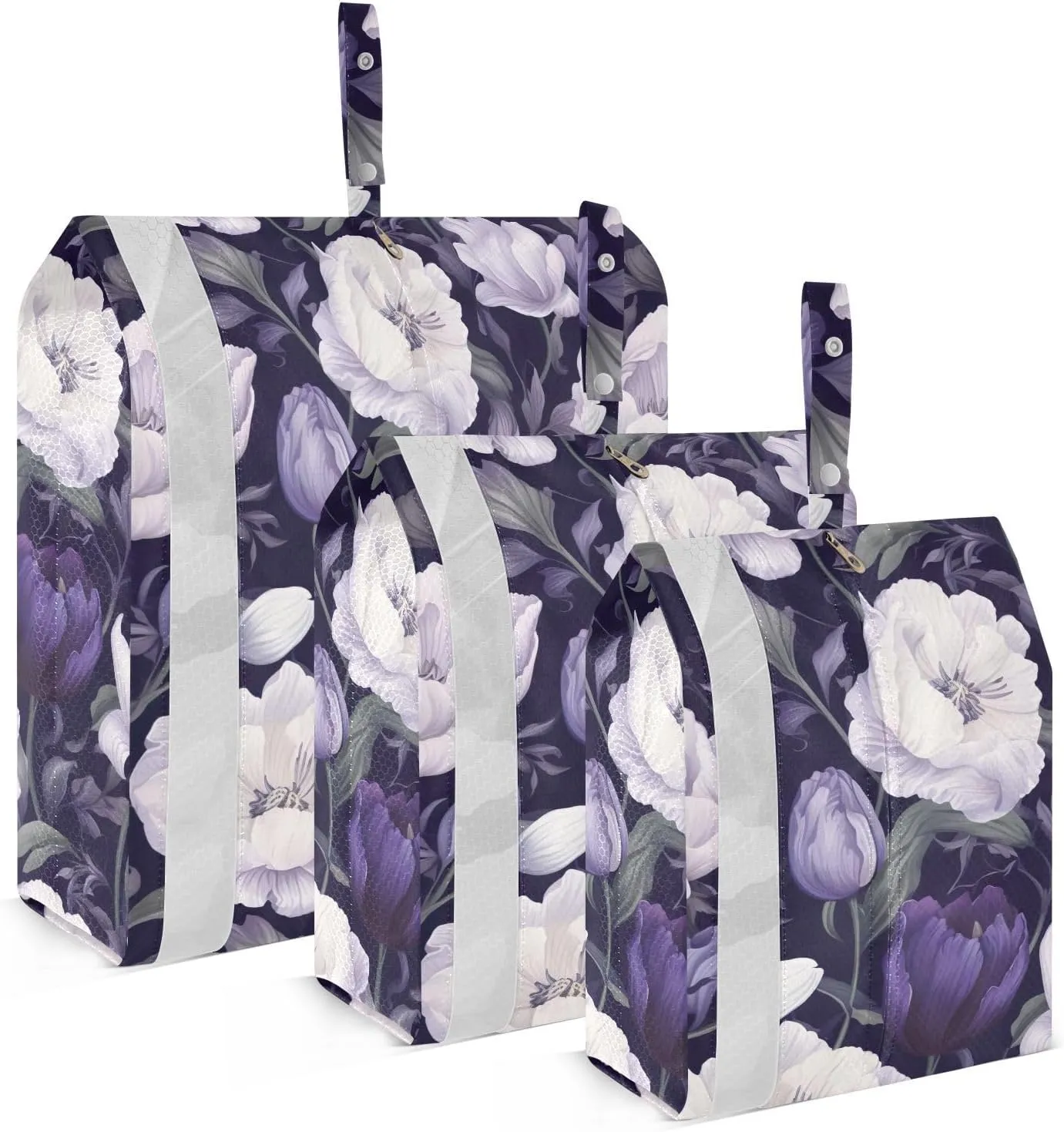 Beautiful Leaves Purple Flower Packing Cubes for Travel 3 Set Travel Packing Organizers Luggage Cubes for Vacation Clothes