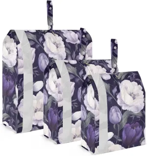 Beautiful Leaves Purple Flower Packing Cubes for Travel 3 Set Travel Packing Organizers Luggage Cubes for Vacation Clothes