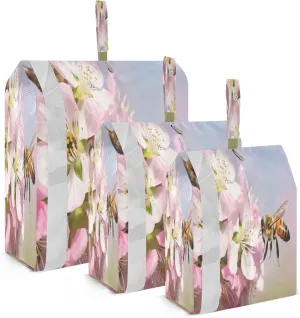 Bee Pink Flower Packing Cubes for Travel 3 Set Luggage Packing Cubes Suitcase Organizer Bags for Vacation Clothes