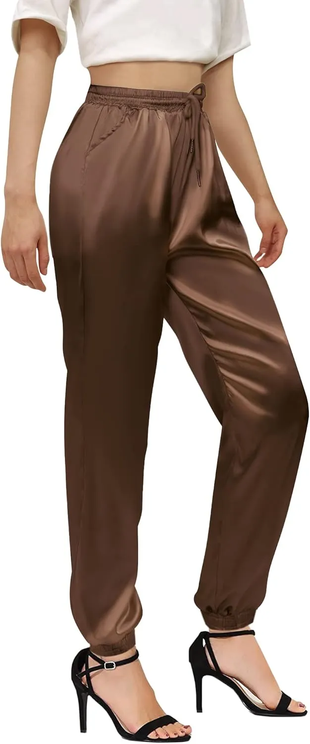 Betusline Women's Satin Silky Pants