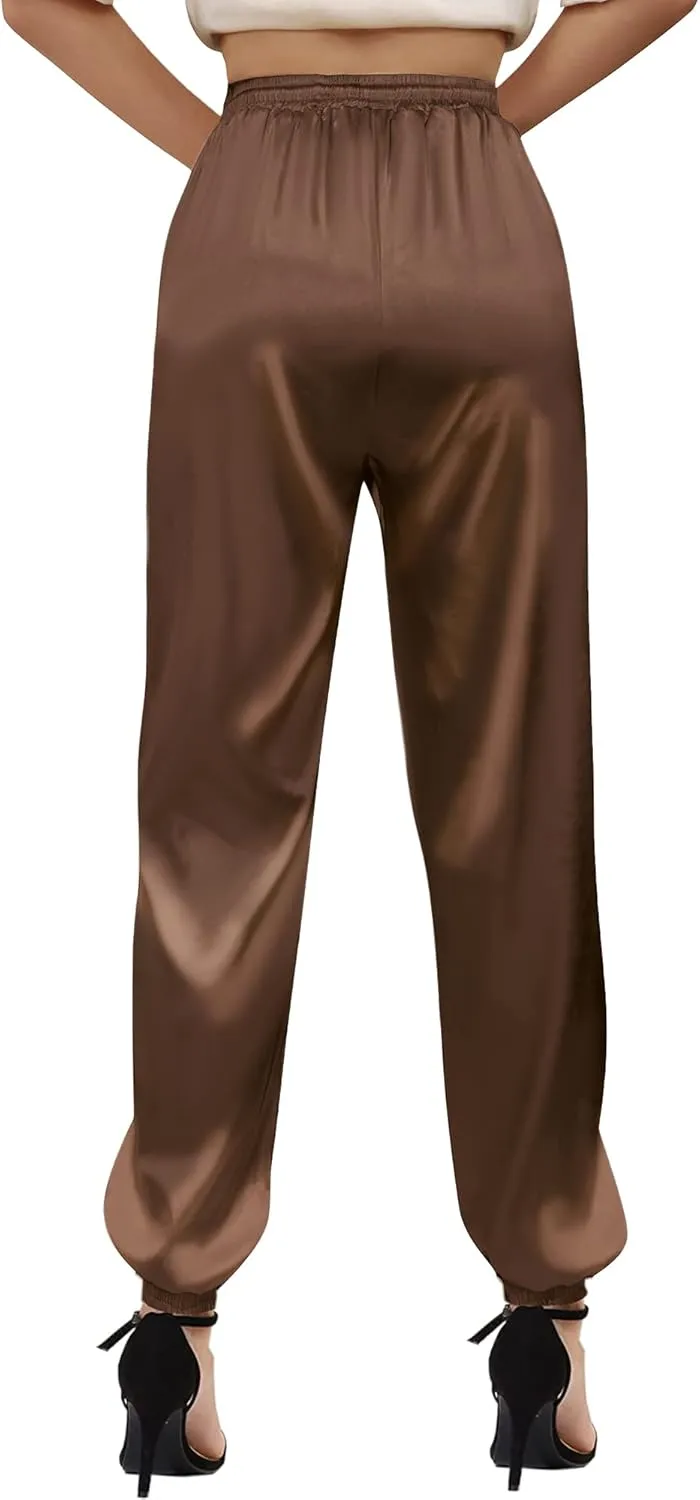 Betusline Women's Satin Silky Pants