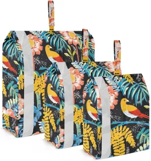 Bird Pink Flowers Packing Cubes for Travel 3 Set Compression Packing Bags Suitcase Organizer Bags Set for Woman Man