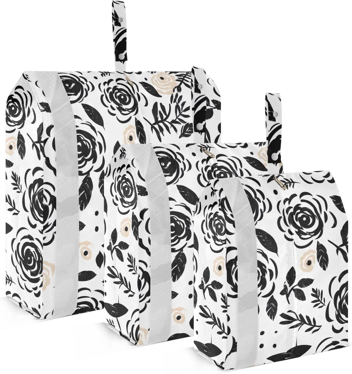 Black Rose Packing Cubes for Travel 3 Set Travel Organizer Luggage Bags Organizer for Vacation Clothes