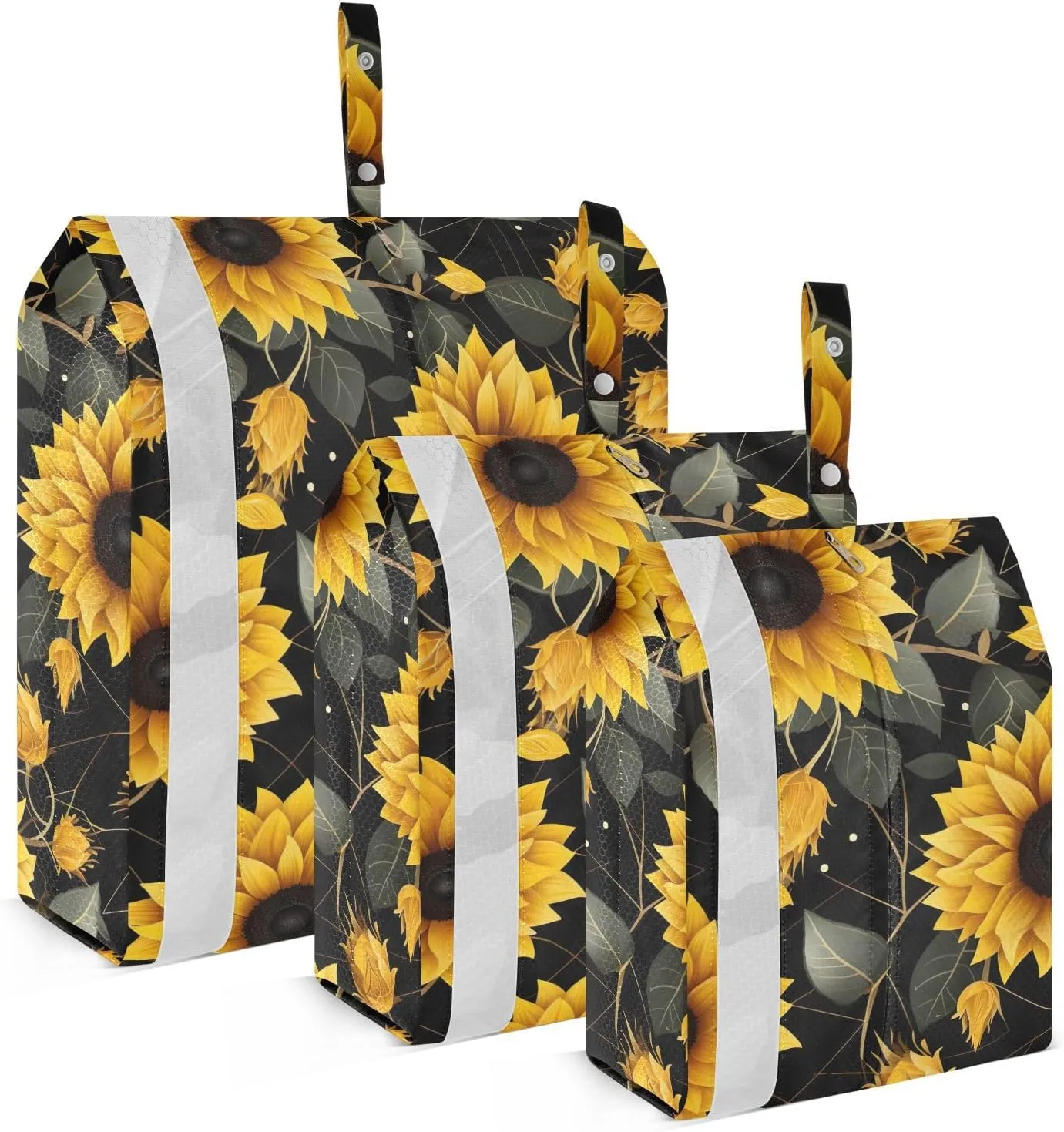 Black Sunflowers Flowers Packing Cubes for Travel 3 Set Compression Packing Cube Luggage Packing Organizers for Suitcases