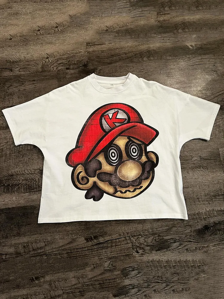 Blavra College Style Anime Graphic Cropped T-Shirt