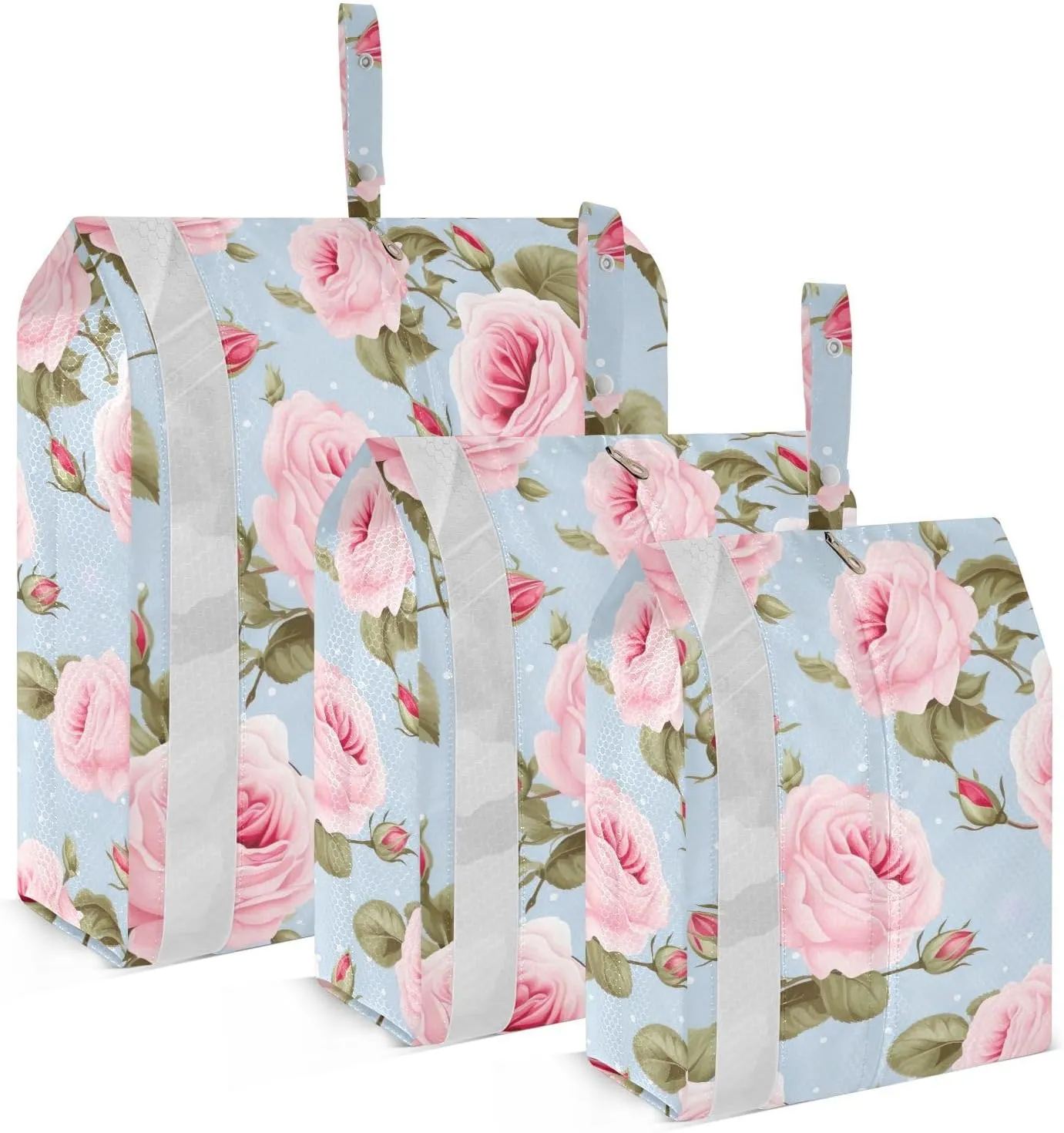 Blue Dot Roses Packing Cubes for Travel 3 Set Compression Packing Cube Luggage Organizers for Carry On