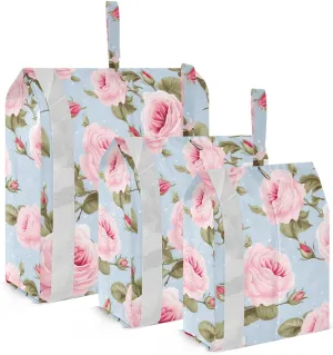 Blue Dot Roses Packing Cubes for Travel 3 Set Compression Packing Cube Luggage Organizers for Carry On