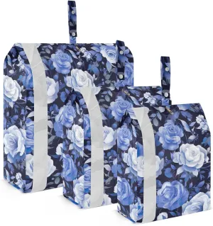 Blue Floral Packing Cubes for Travel 3 Set Travel Organizer Luggage Organizers for Travel Essentials