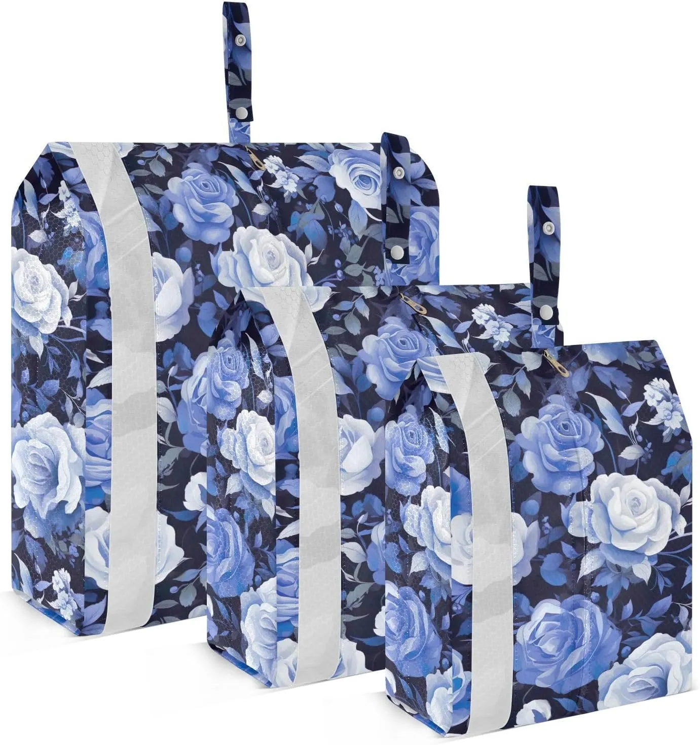 Blue Floral Packing Cubes for Travel 3 Set Travel Organizer Luggage Organizers for Travel Essentials