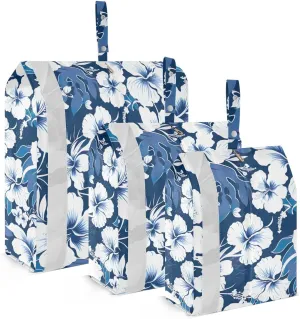 Blue Hibiscus Florals Leaf Packing Cubes for Travel 3 Set Packing Essentials Suitcase Organizer Bags for Packing Compression