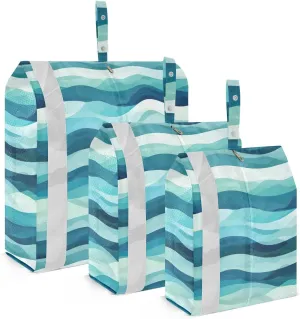 Blue Ocean Waves Packing Cubes for Travel 3 Set Packing Essentials Luggage Bags Organizer for Travel