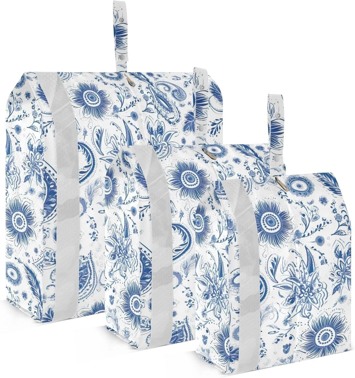 Blue Paisley Packing Cubes for Travel 3 Set Compression Packing Cube Luggage Packing Organizers for Suitcases
