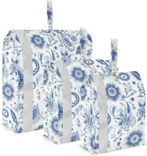 Blue Paisley Packing Cubes for Travel 3 Set Compression Packing Cube Luggage Packing Organizers for Suitcases