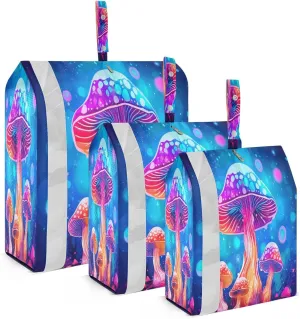 Blue Purple Mushroom Packing Cubes for Travel 3 Set Luggage Packing Cubes Luggage Organizer Bags for Packing