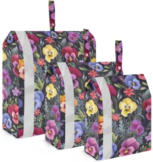 Blue Red Pansies Florals Packing Cubes for Travel 3 Set Compressible Packing Cubes Luggage Bags Organizer for Organization
