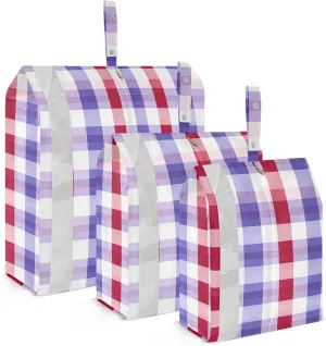 Blue Red Plaid Packing Cubes for Travel 3 Set Packing Cubes Compression Suitcase Organizer for Travel