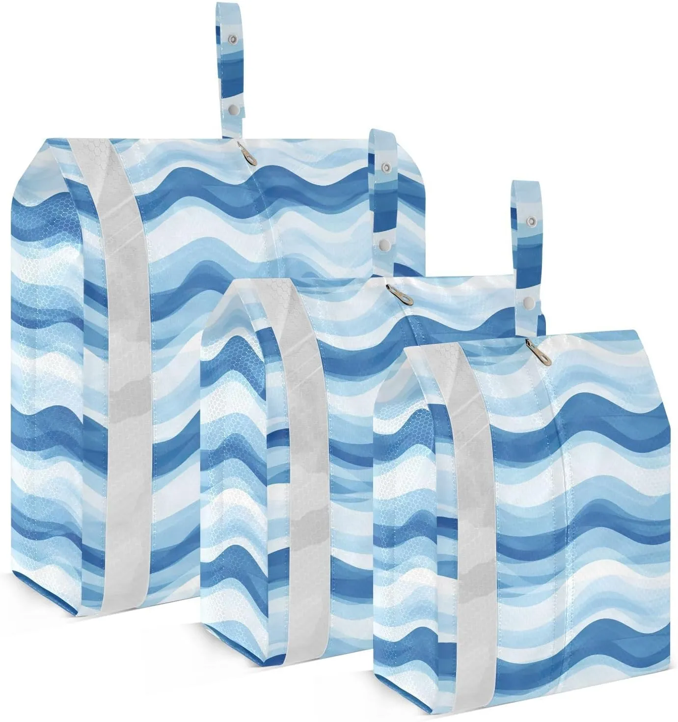 Blue Striped Packing Cubes for Travel 3 Set Compression Travel Bags Suitcase Organizer for Suitcases