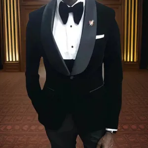 Bonsir Wedding Tuxedo for Men 2024 Slim Fit African Men Suits 3 Pcs Velvet Smoking Jacket Fashion Waistcoat with Pants Custom Made