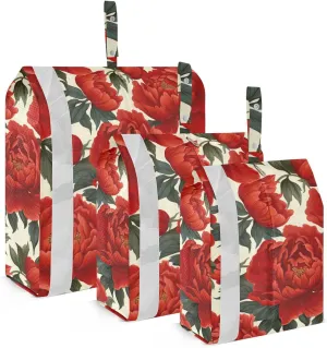 Bright Red Peonies Packing Cubes for Travel 3 Set Packing Cubes Compression Suitcase Organizer for Travel