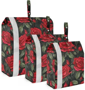 Bright Red Roses Green Leaves Packing Cubes for Travel 3 Set Packing Cubes Large Suitcase Organizer for Carry On