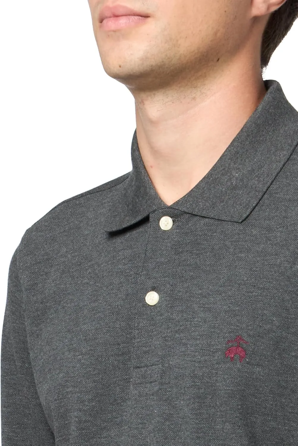 Brooks Brothers Men's Supima Cotton Pique Stretch Logo Long Sleeve Polo Shirt