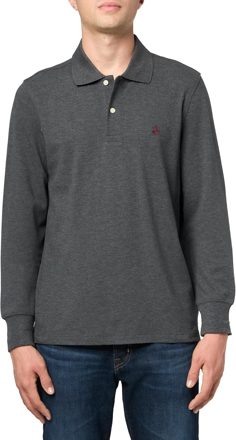 Brooks Brothers Men's Supima Cotton Pique Stretch Logo Long Sleeve Polo Shirt