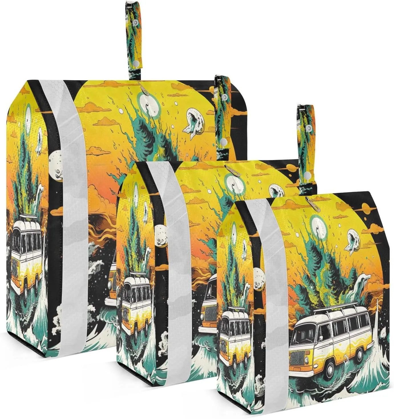 Bus Wave Sunset Packing Cubes for Travel 3 Set Travel Organizer Luggage Organizer Bags for Luggage
