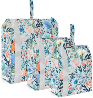 Butterflies Leaves Flowers Blue Packing Cubes for Travel 3 Set Compression Bag Suitcase Organizer Bags for Carry On Suitcases
