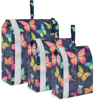 Butterfly Colorful Packing Cubes for Travel 3 Set Packing Compression Cubes Luggage Cubes for Woman Man