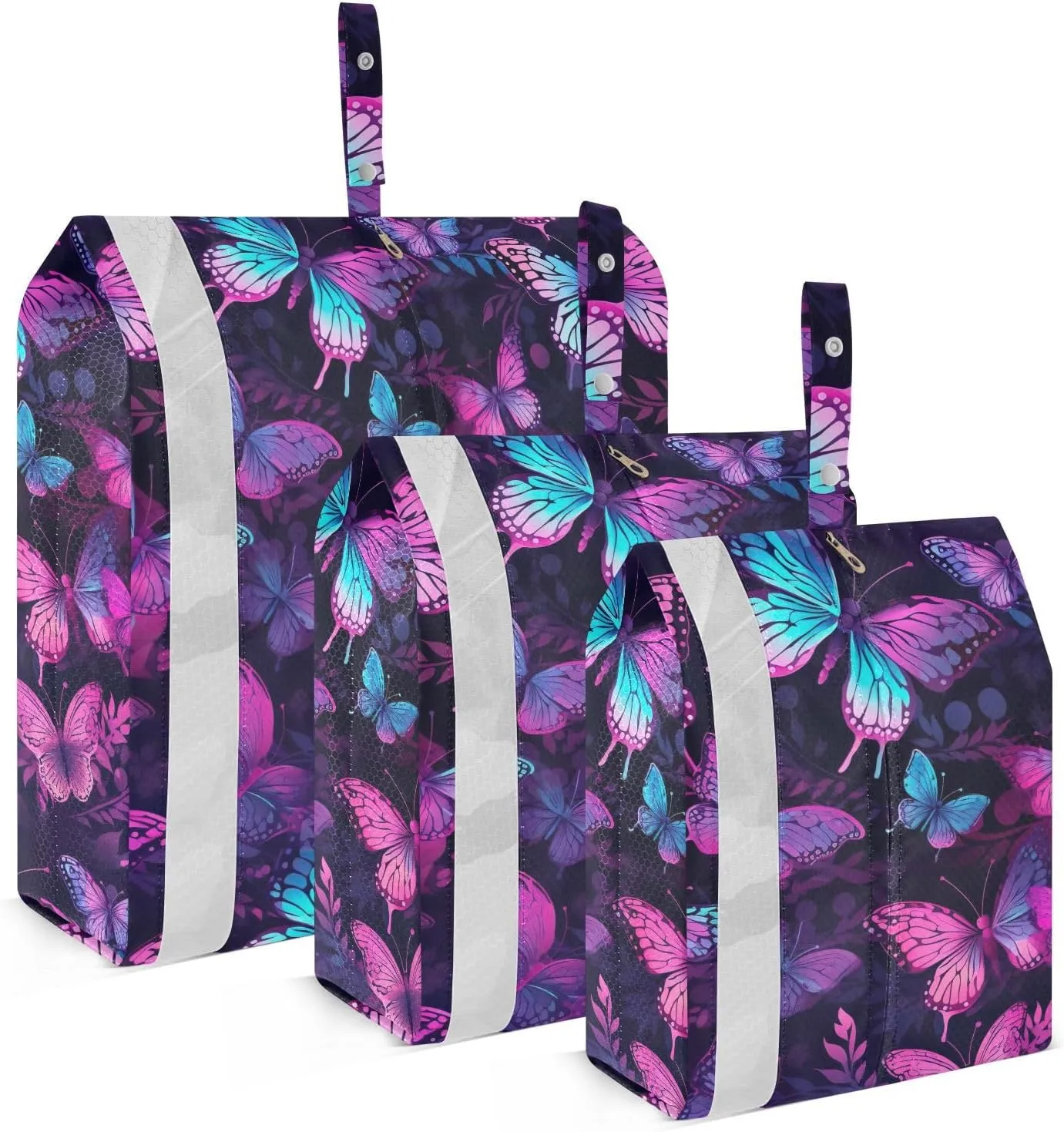 Butterfly Rainbow Colorful Packing Cubes for Travel 3 Set Large Packing Cubes Luggage Bags for Travel