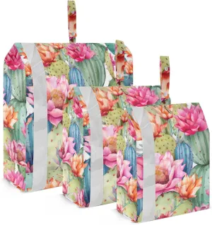 Cactus Flower Pink Packing Cubes for Travel 3 Set Travel Bags Organizer Luggage Packing Organizers for Travel Accessories